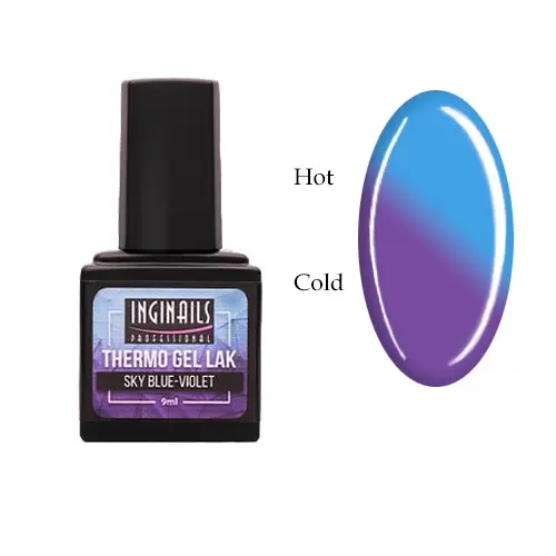 Lac permanent colorat termic Inginails Professional - Sky Blue-Violet