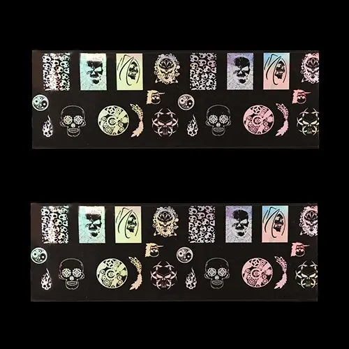 Folie decorativă pentru unghii - holografică cu motive de schelet