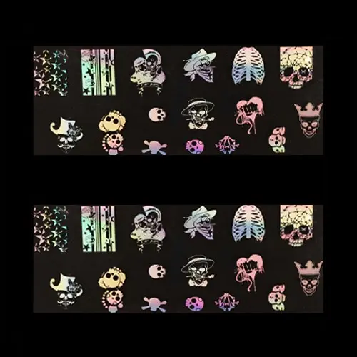 Folie decorativă pentru unghii - holografică cu motive de schelet