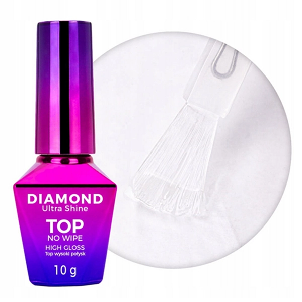 MollyNails Diamond Ultra Shine Top No Wipe - Clear, 10g