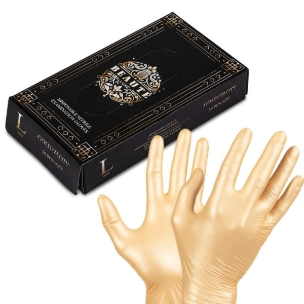 Mănuși de unică folosință Beaute Luxe mărimea L, aurii - 50 buc