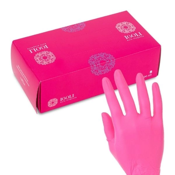 Mănuși de nitril de unică folosință Igoli mărimea S, fuchsia - 100 buc