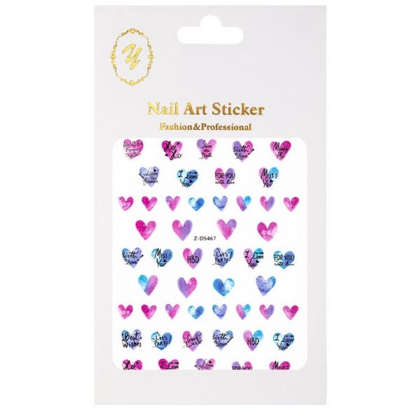 Autocolante pentru unghii - inimioare mov Z-D5467