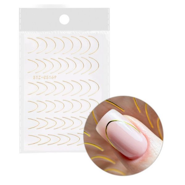Autocolante pentru unghii - French Smile Line 48 buc, aurii - STZ-CS169