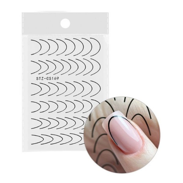 Autocolante pentru unghii - French Smile Line 48 buc, negru - STZ-CS169
