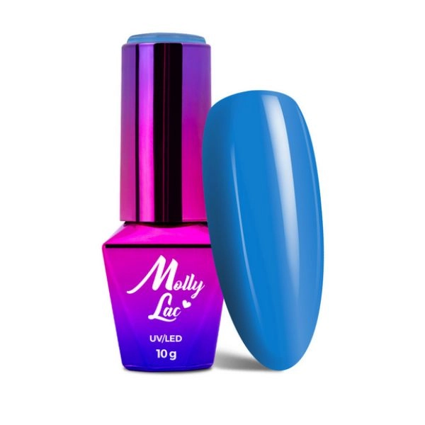 Ojă semipermanentă hibridă UV/LED MollyLac Cocktails & Drinks - Blue Lagoon nr. 13, 10g