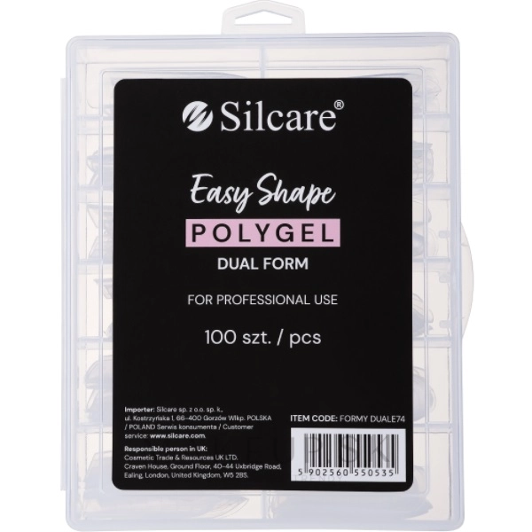 Silcare Dual Form Easy Shape Polygel - Almond, Clear 100 buc