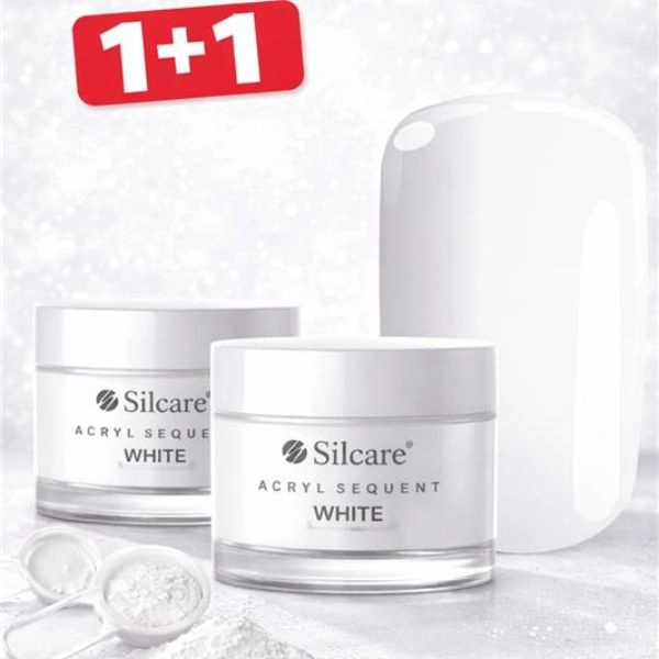 Pudră acrilică Silcare Sequent - alb, 10g  -  PROMOȚIE 1+1 GRATUITĂ