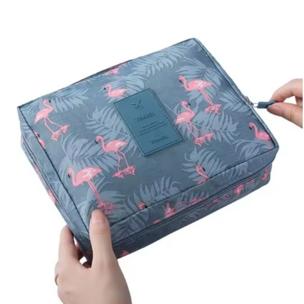 Geantă cosmetică Flamingo, albastră
