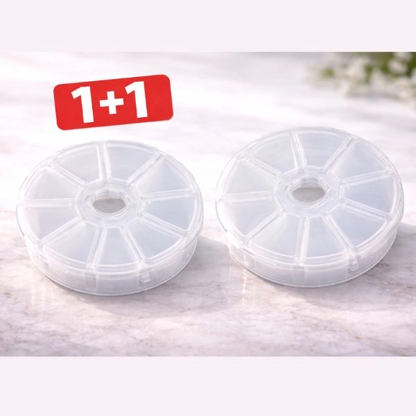 Casetă pentru tipsuri, pudre şi decoraţiuni - 8 compartimente - PROMOȚIE 1+1 GRATUITĂ