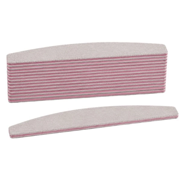 Pilă Zebra Inginails – formă curbată, miez roz, 100/150 - 10buc