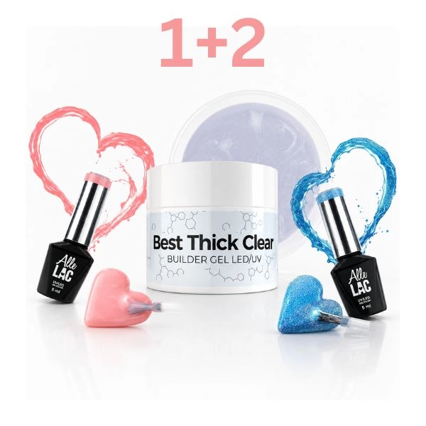 Gel de construcție UV/LED NTN Gel Best Thick Clear, 50 g + 2 geluri color AlleLac, 5 ml – OFERTĂ: 1+2 GRATUIT