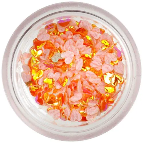 Confetti pentru unghii din material textil - inimi portocalii