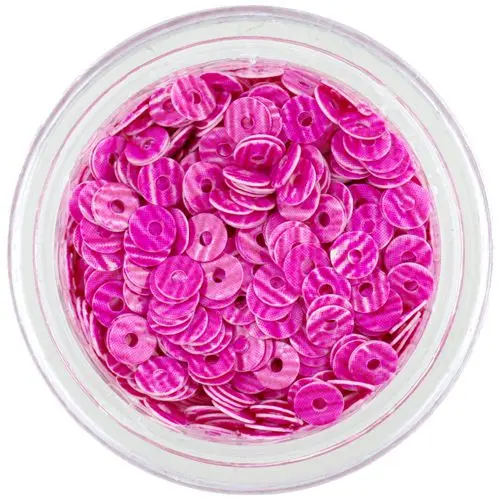 Decoraţiune pentru unghii - paiete rotunde în formă de disc, roz cu dungi roz închis