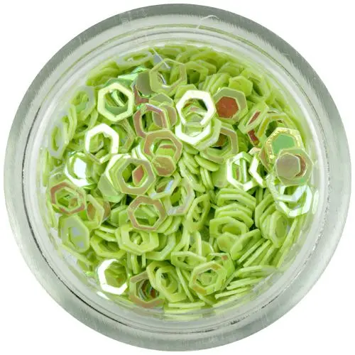 Hexagoane nail art, verde deschis
