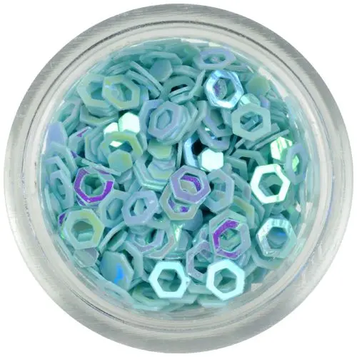 Hexagoane nail art, albastru deschis