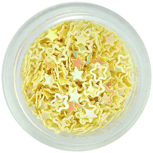 Decoraţiuni pentru unghii - flori galben deschis, cu gol în mijloc