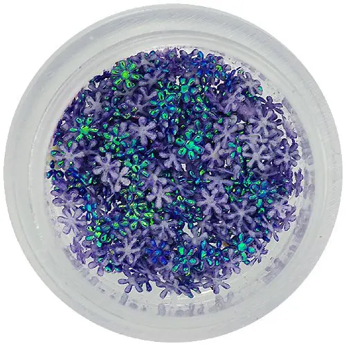 Decorațiuni nail art – flori mici din material mov închis