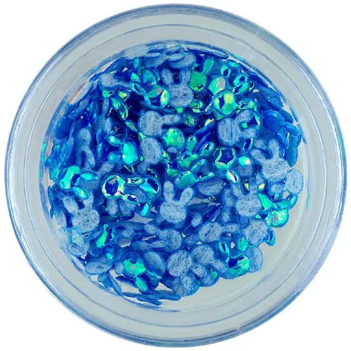 Decorații pentru unghii - iepure din material albastru