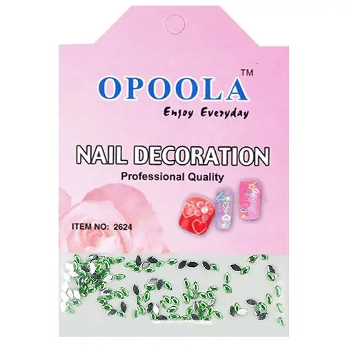 Strasuri ovale - verde deschis în pachet, 120 buc