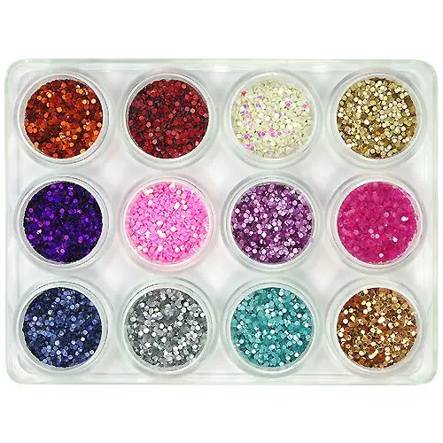 Kit nail art - sclipici în formă de cerc, 12 buc