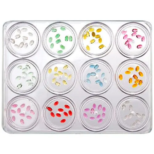 Oval 5x3mm - kit decorativ pentru unghii, 12 buc